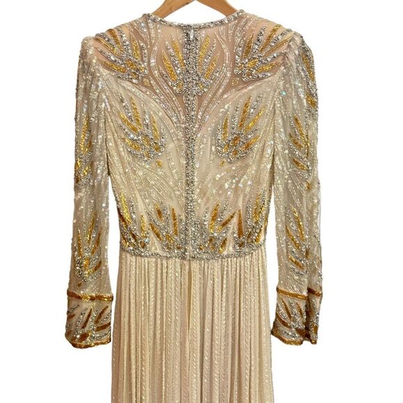 Bob Mackie & Lillie Rubin Vintage Heavily Beaded Sequin Glamorous Silk Gown 10 - Picture 8 of 15